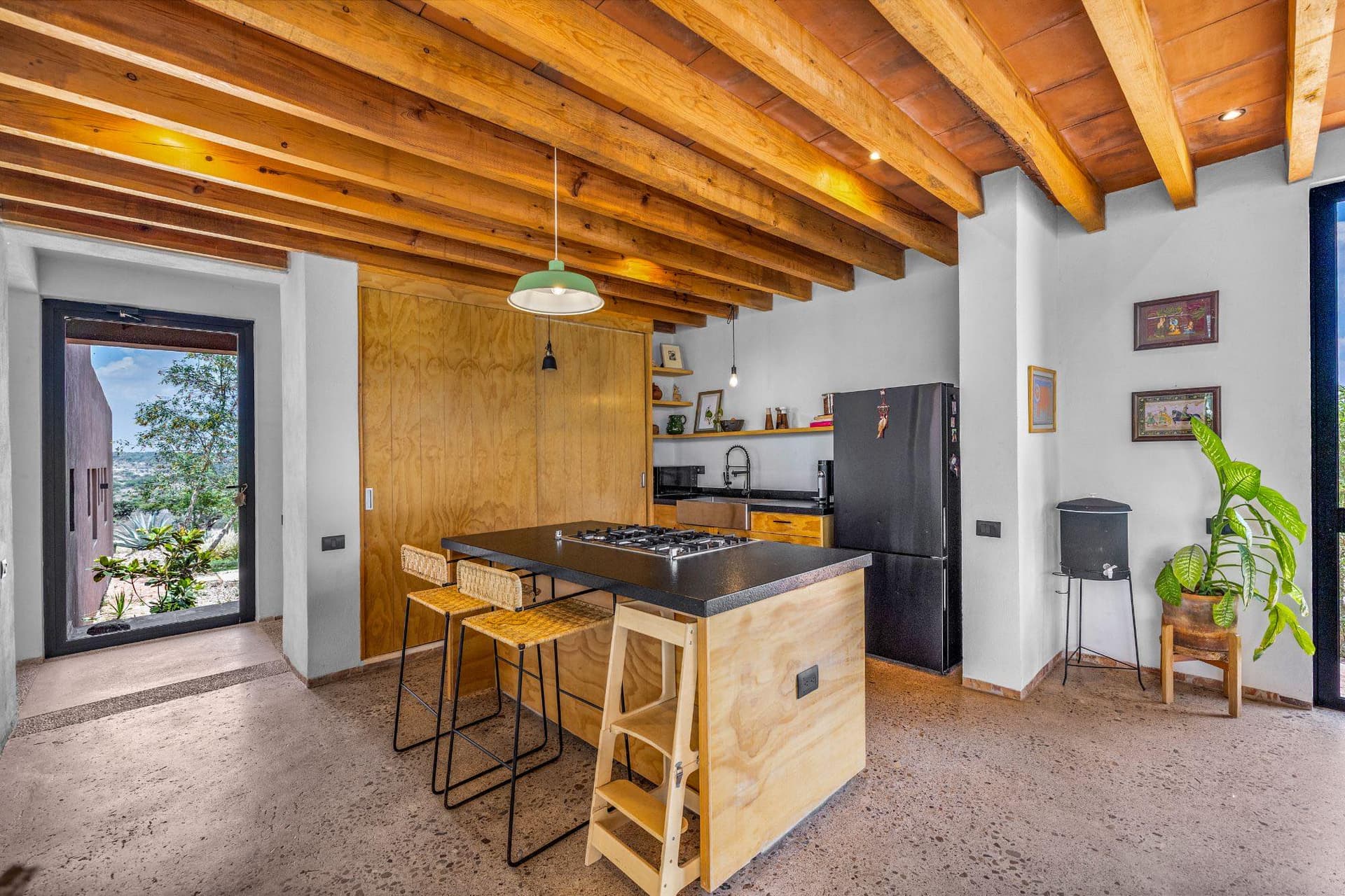 Kitchen at Villa Jacaranda with rustic elegance and modern amenities