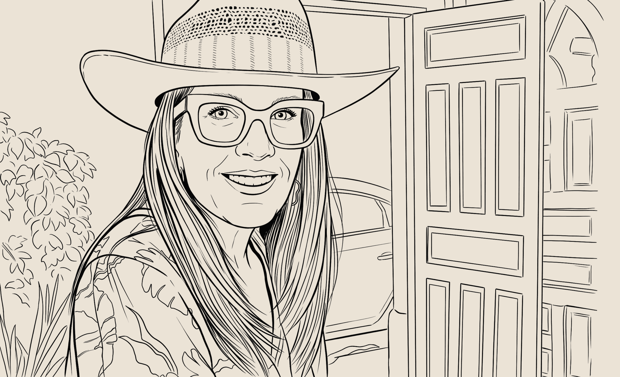 Line art illustration of Tiffany Paige