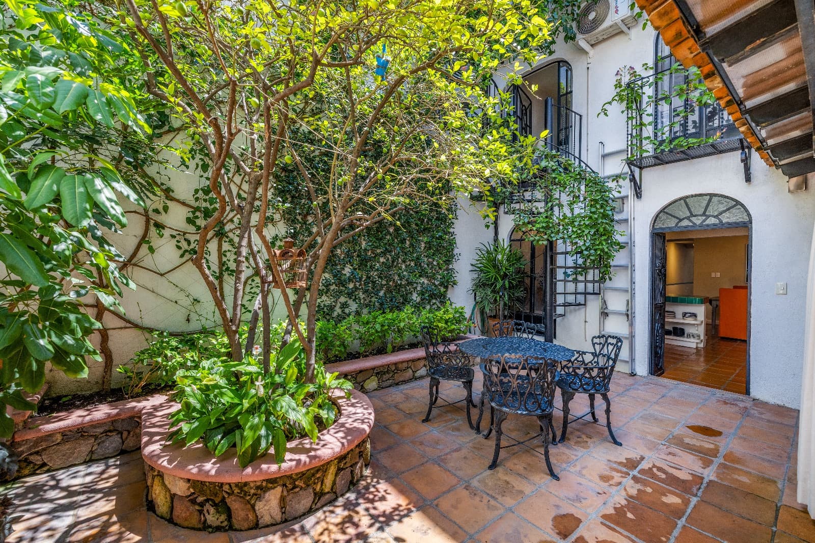 Casa Refugio — San Antonio, San Miguel de Allende — photo 7 — verdant courtyard oasis, dappled shade