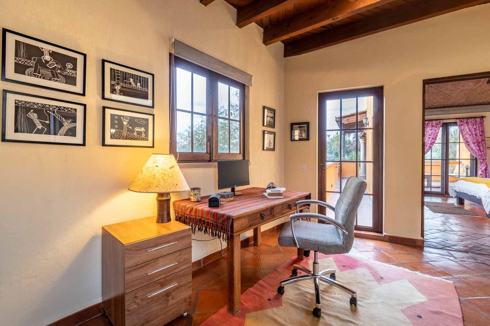Casa San Miguel 11 — El Paraiso, San Miguel de Allende — photo 20 — sunlit home office, rustic charm, mountain views