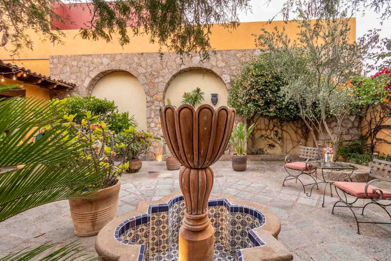 Casa San Miguel 11 — El Paraiso, San Miguel de Allende — photo 18 — charming courtyard fountain, colonial elegance