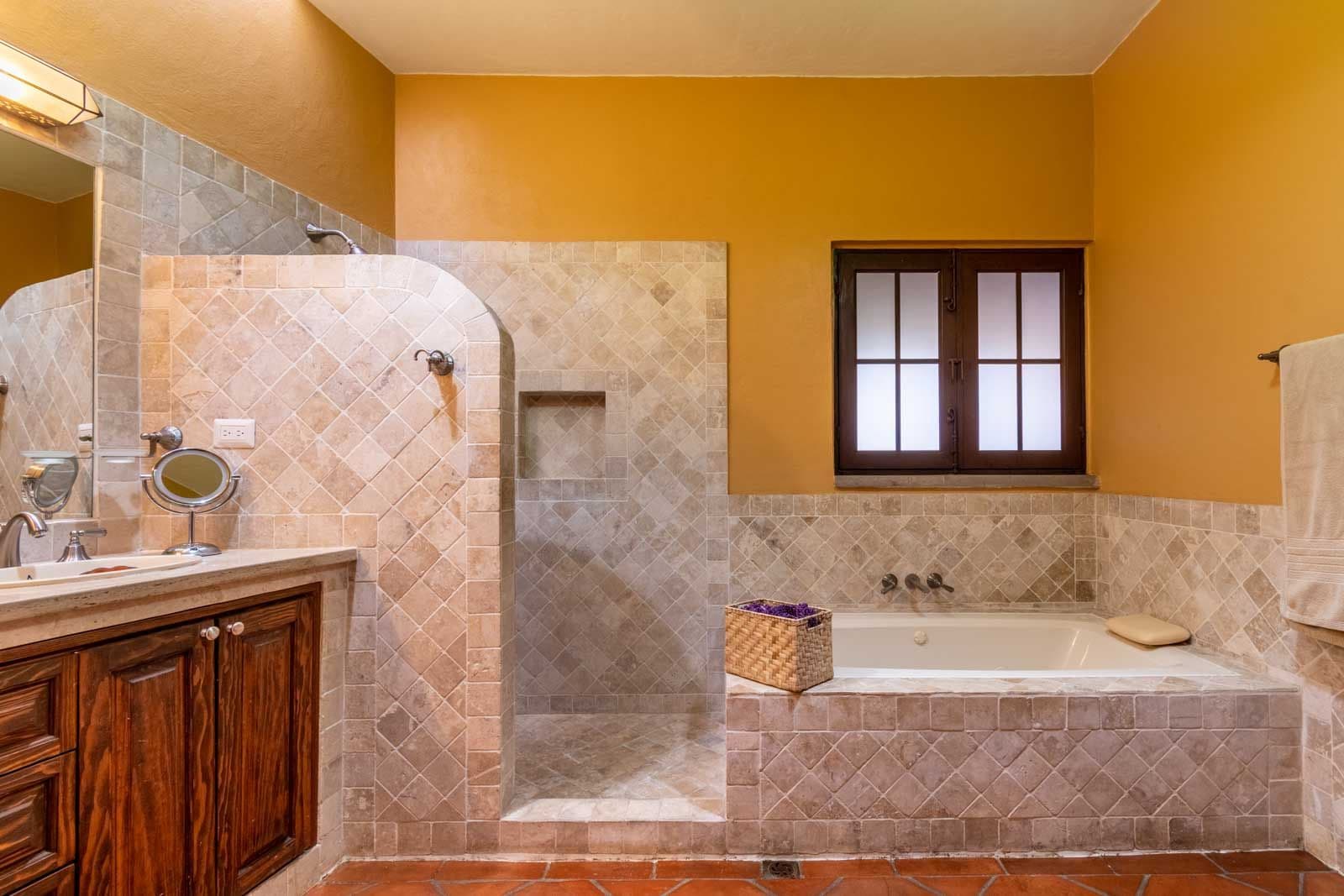 Casa San Miguel 11 — El Paraiso, San Miguel de Allende — photo 13 — sunlit spa-inspired master bath retreat