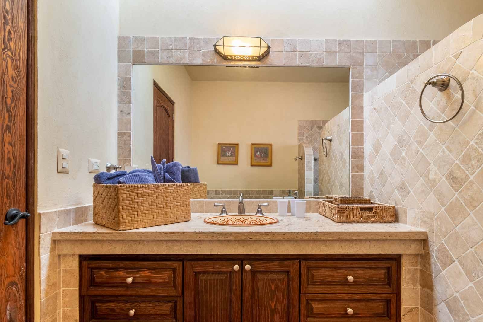 Casa San Miguel 11 — El Paraiso, San Miguel de Allende — photo 23 — warm spa-inspired master bathroom retreat