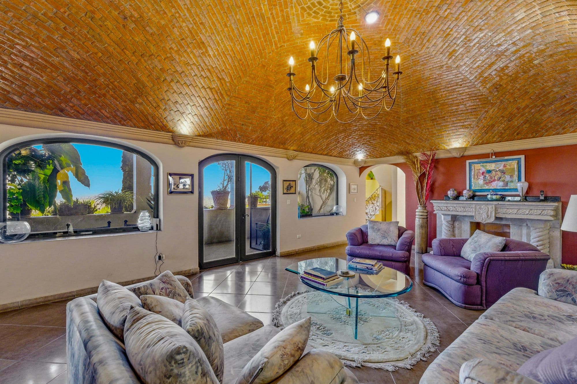 Casa Arie — Caracol, San Miguel de Allende — photo 26 — soaring brick vault, luminous entertaining space