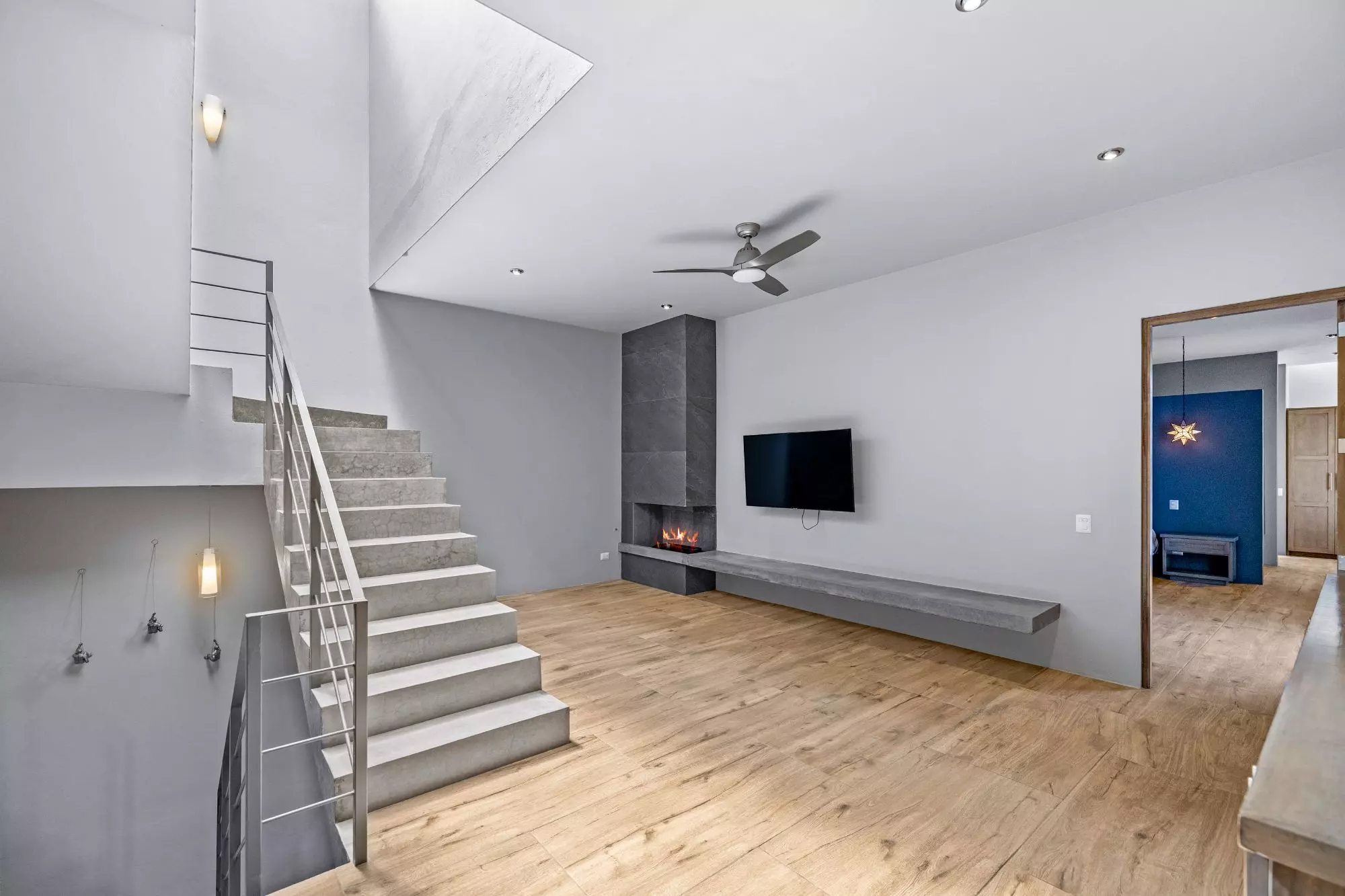 Casa San Uriel — El Paraiso, San Miguel de Allende — photo 16 — contemporary living space with fireplace elegance