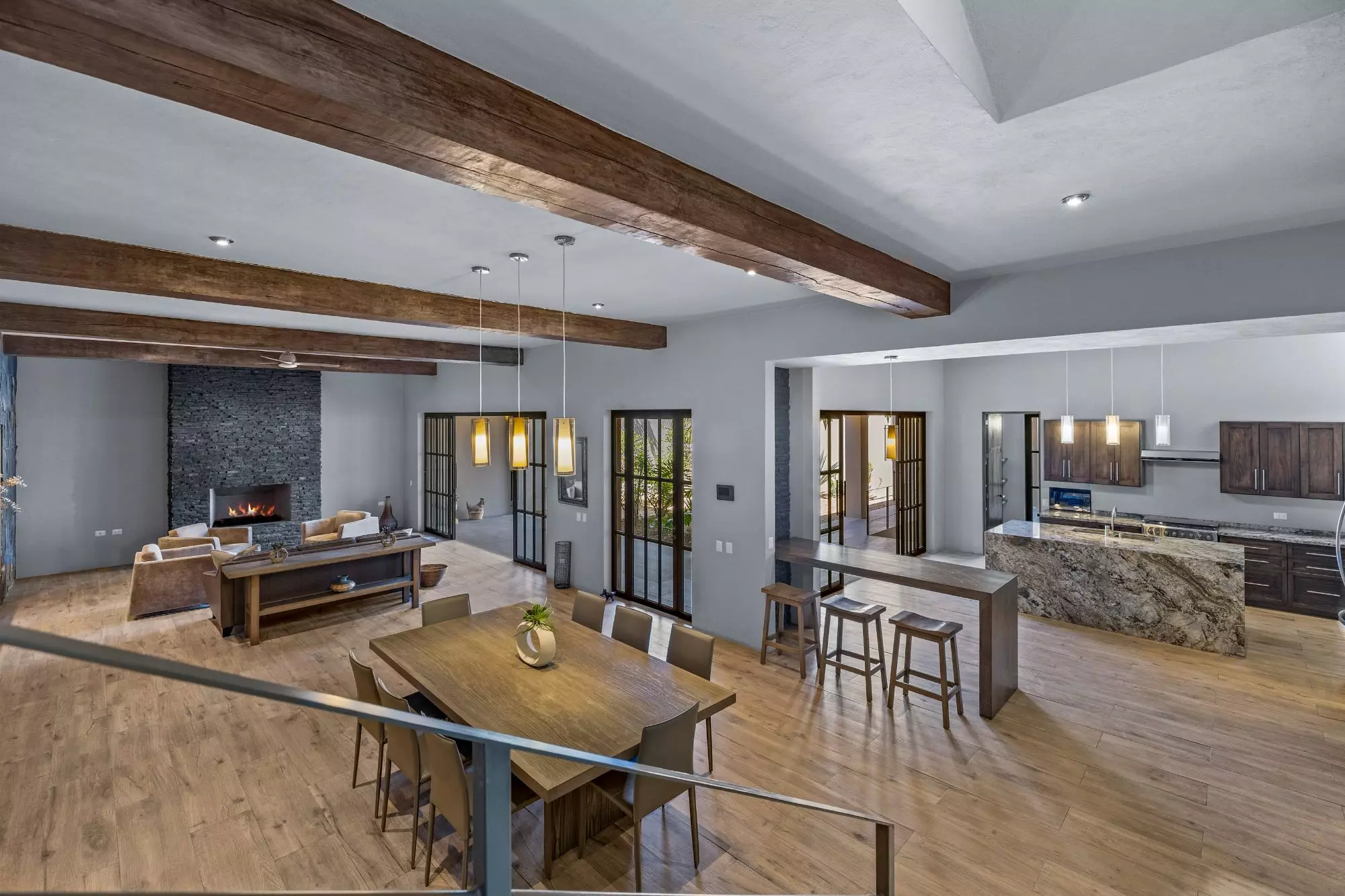 Casa San Uriel — El Paraiso, San Miguel de Allende — photo 15 — open-concept luxury living, soaring timber beams