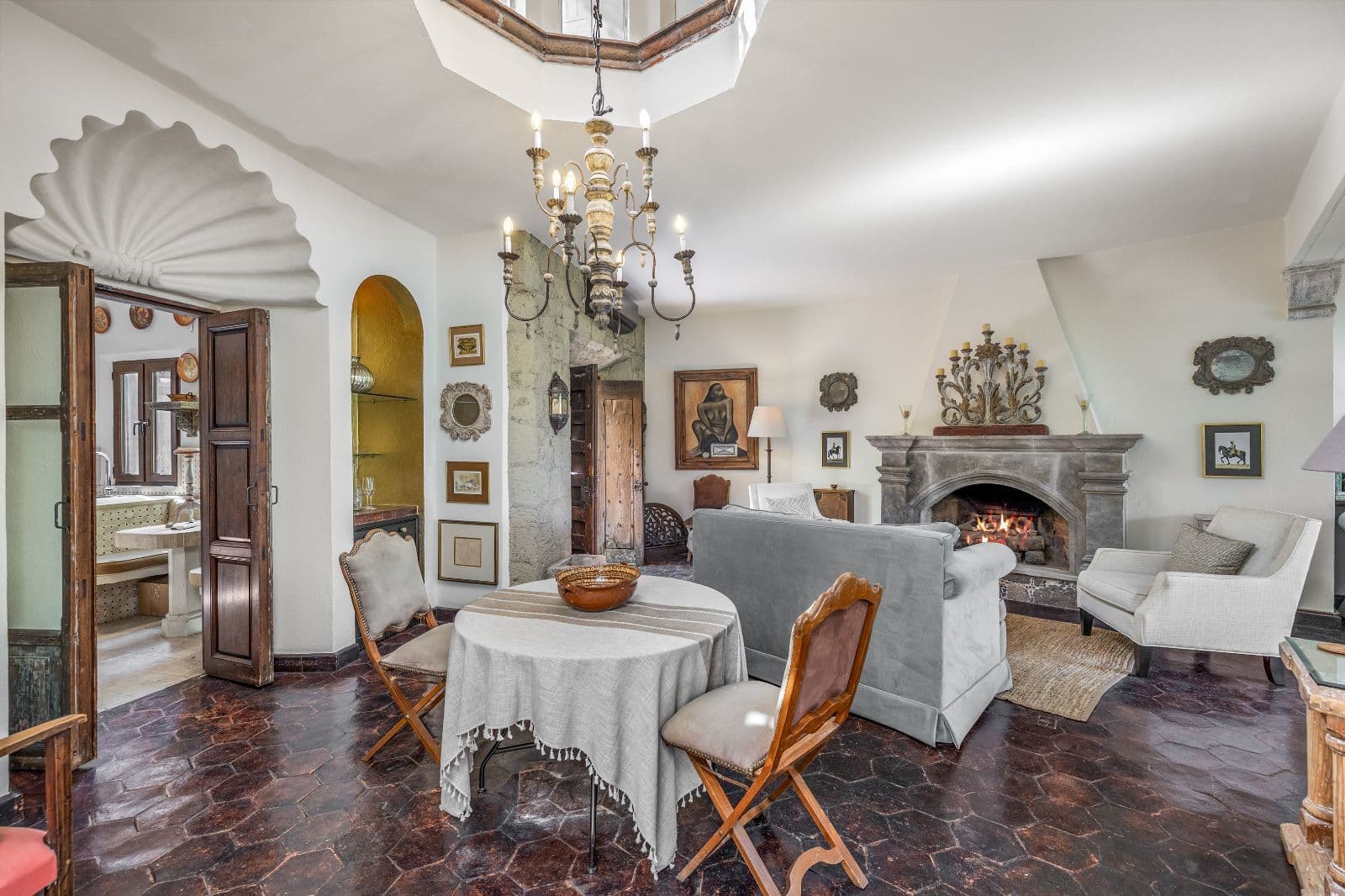Casa de La Soñadora — Centro, San Miguel de Allende — photo 7 — elegant colonial living, fireplace warmth, timeless charm