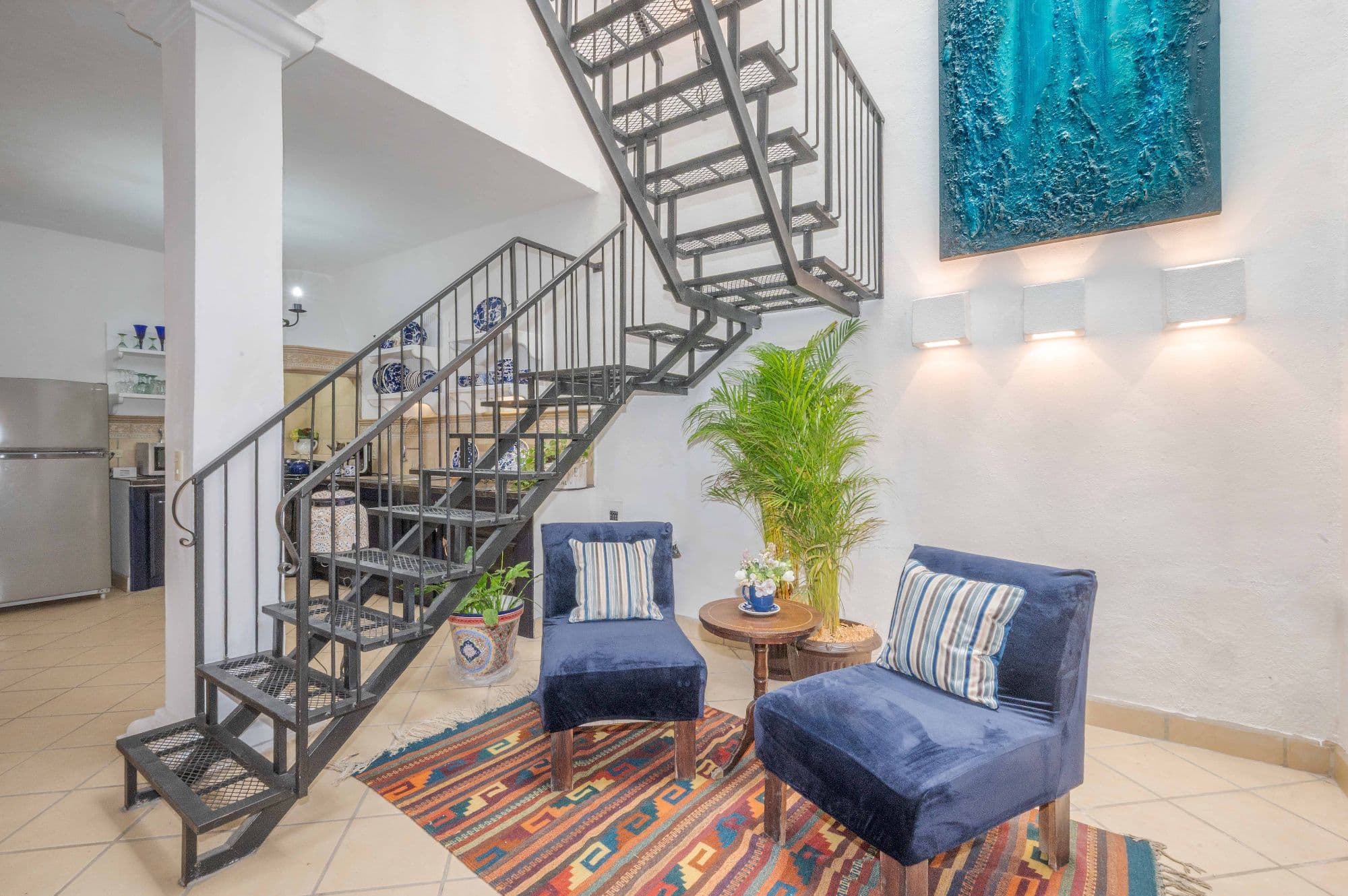 Casa Azul Escondida — San Antonio, San Miguel de Allende — photo 5 — contemporary loft with soaring ceilings