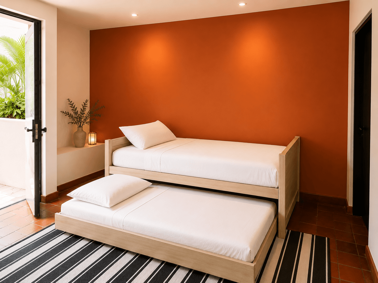 3 · Luxury Penthouse 2 Bedrooms with Private Rooftop - Paseo del Centro — Centro, San Miguel de Allende — photo 14 — warm terracotta sanctuary with twin beds