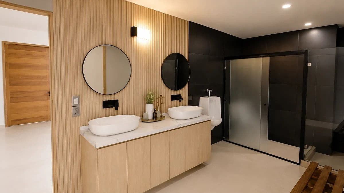 Casa Ventanas — Club de Golf Ventanas, San Miguel de Allende — photo 46 — contemporary spa-inspired master bath sanctuary