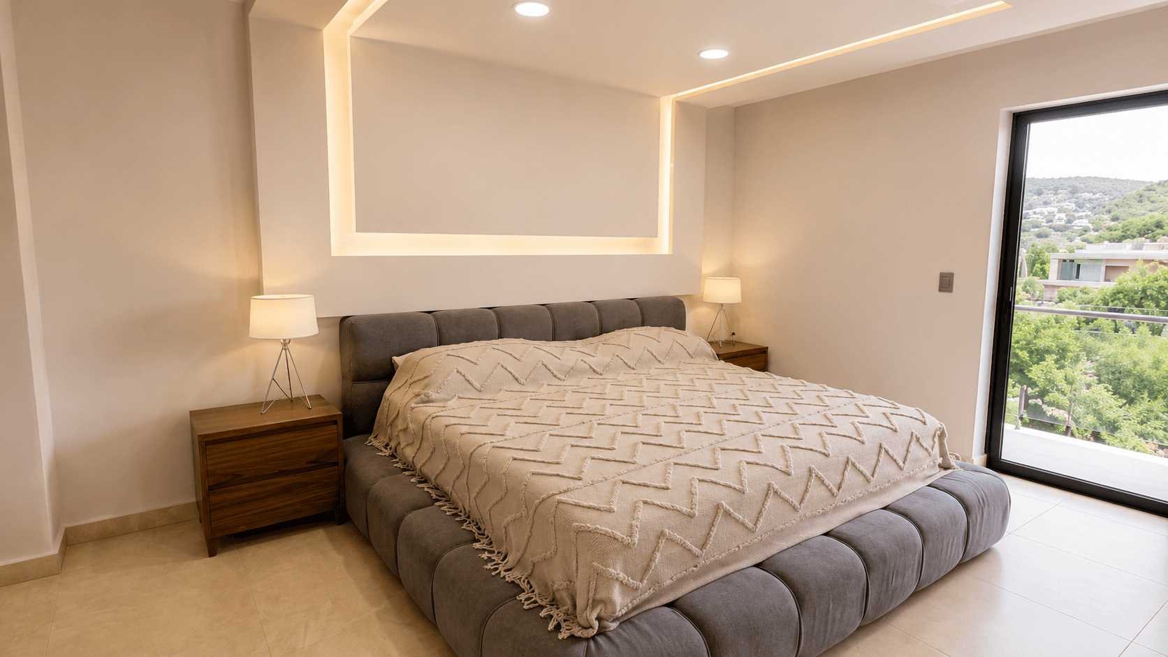 Casa Ventanas — Club de Golf Ventanas, San Miguel de Allende — photo 17 — contemporary master suite, panoramic hillside views