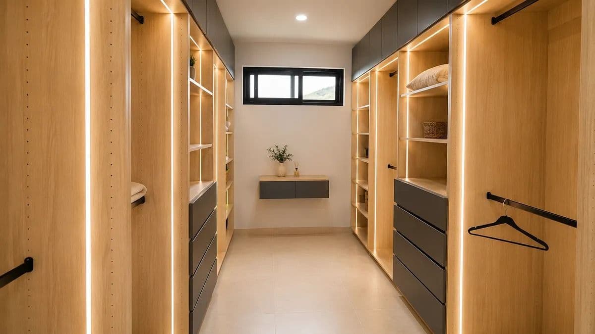 Casa Ventanas — Club de Golf Ventanas, San Miguel de Allende — photo 36 — sophisticated walk-in closet with ambient lighting