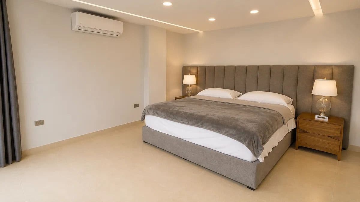 Casa Ventanas — Club de Golf Ventanas, San Miguel de Allende — photo 52 — serene contemporary master bedroom sanctuary