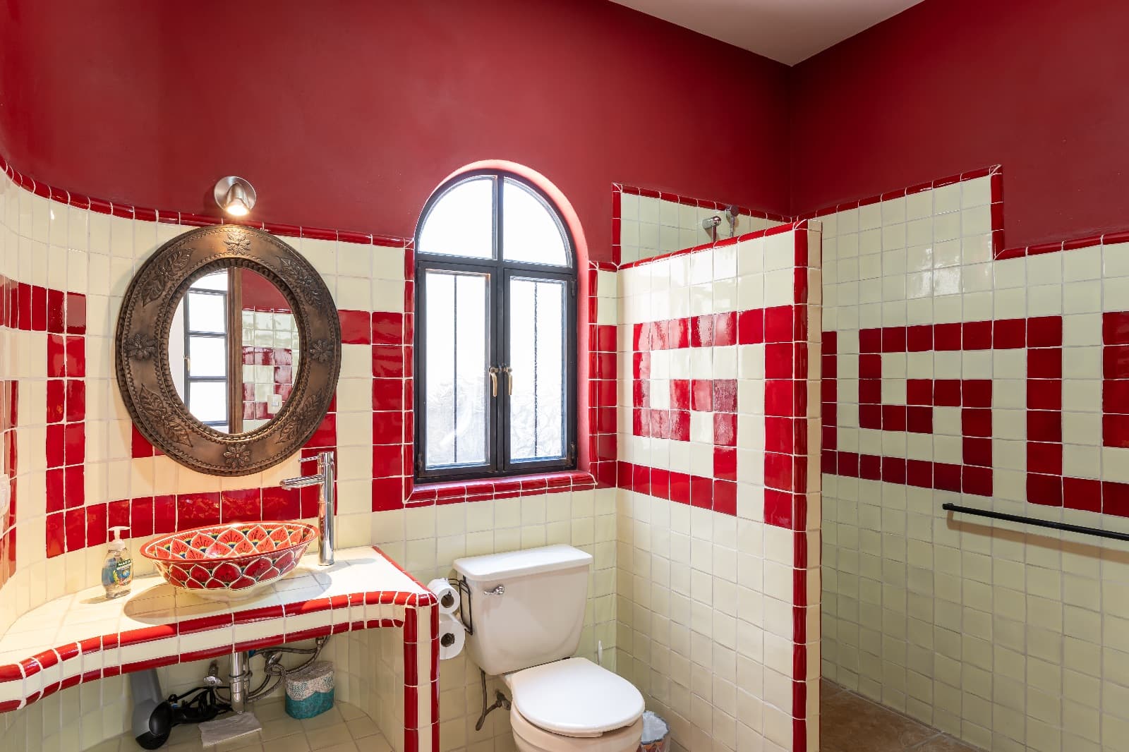 Casa Morada — San Antonio, San Miguel de Allende — photo 14 — vibrant traditional mexican bathroom elegance