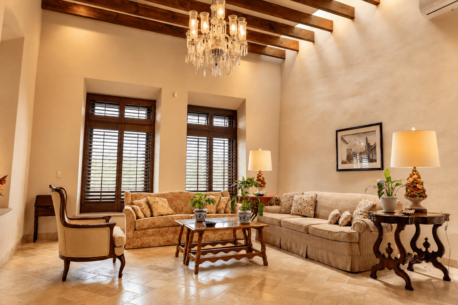 Casa Colibri — Centro, San Miguel de Allende — photo 2 — elegant living room, soaring exposed beams