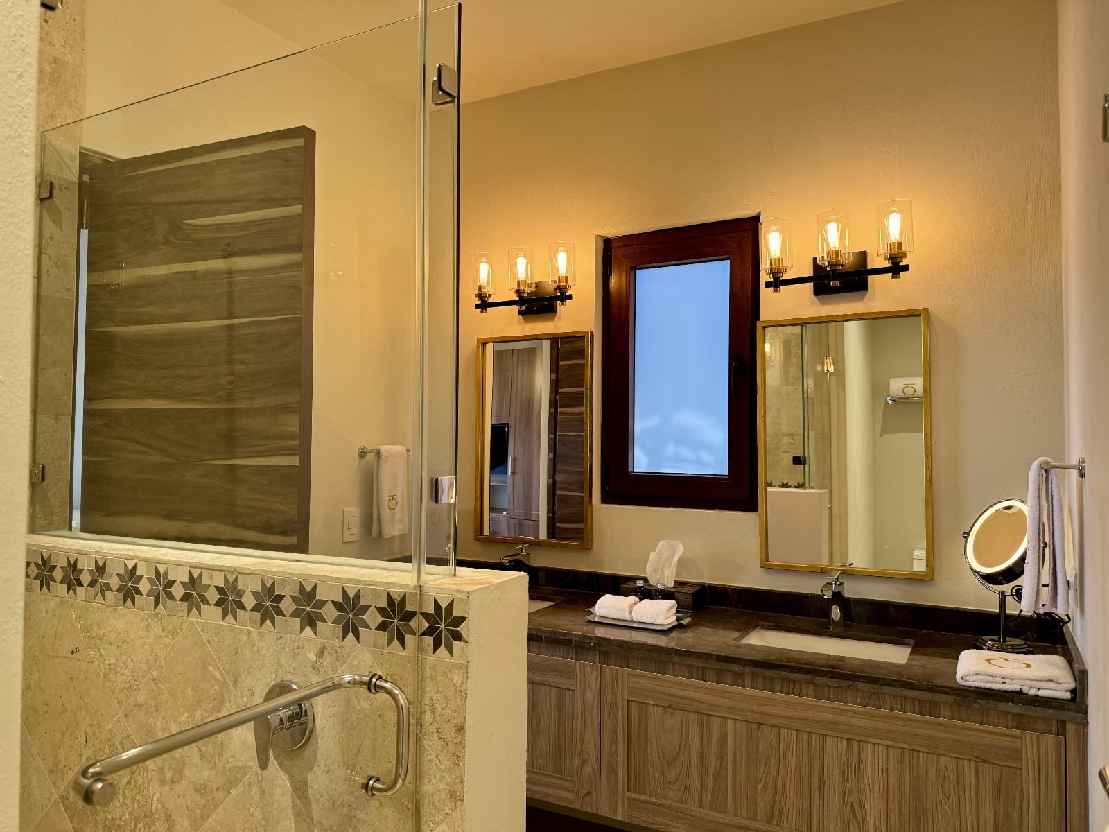 Quinta Tenerías (Units 2, 4 & 5) — Centro, San Miguel de Allende — photo 16 — spa-inspired dual vanity bathroom elegance