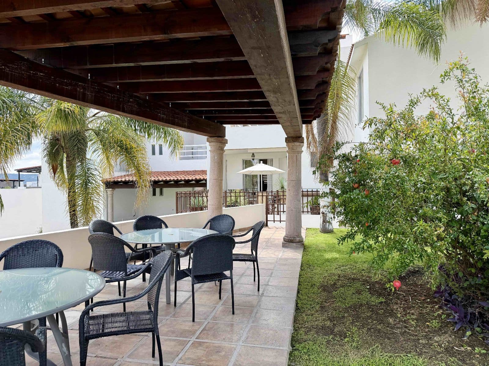 Casa Garzas — Las Brisas, San Miguel de Allende — photo 10 — shaded terrace with lush gardens