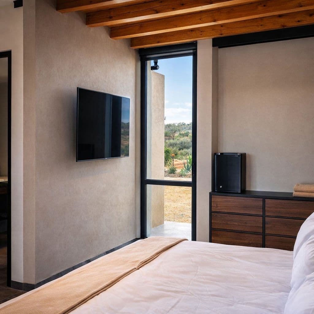 Modern Luxury Home with Casita & Pool in Los Senderos — Los Senderos, Valle de los, San Miguel de Allende — photo 31 — serene bedroom with panoramic countryside views