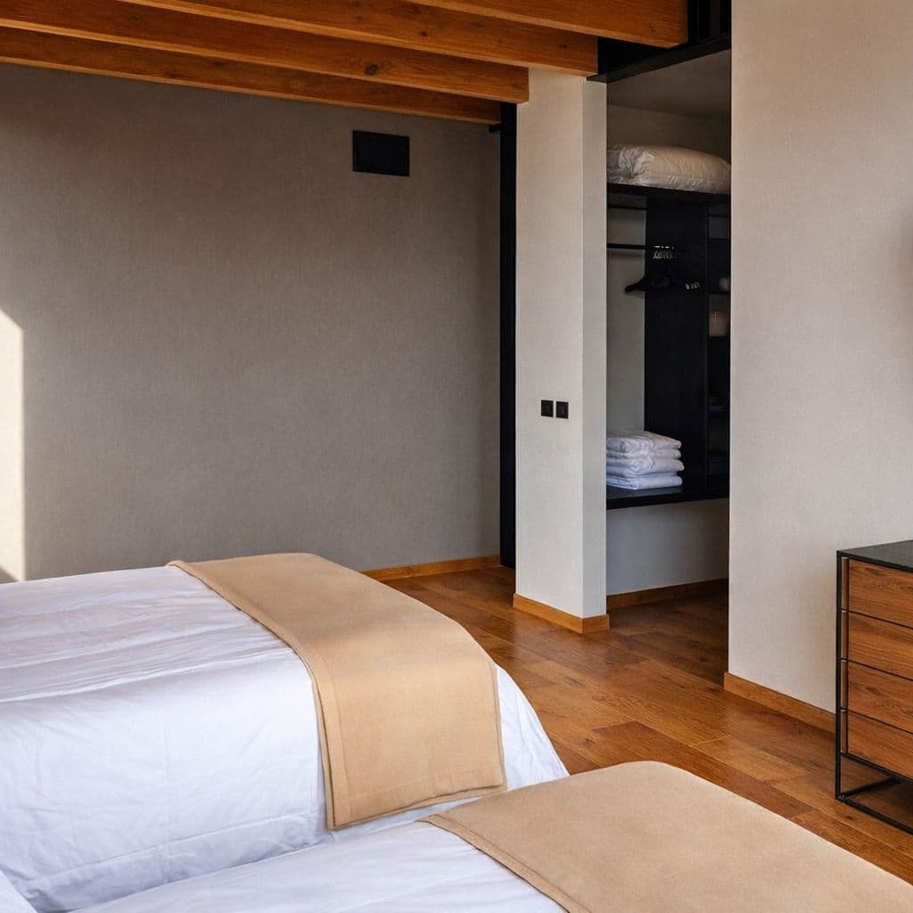 Modern Luxury Home with Casita & Pool in Los Senderos — Los Senderos, Valle de los, San Miguel de Allende — photo 24 — serene master suite, exposed beam elegance
