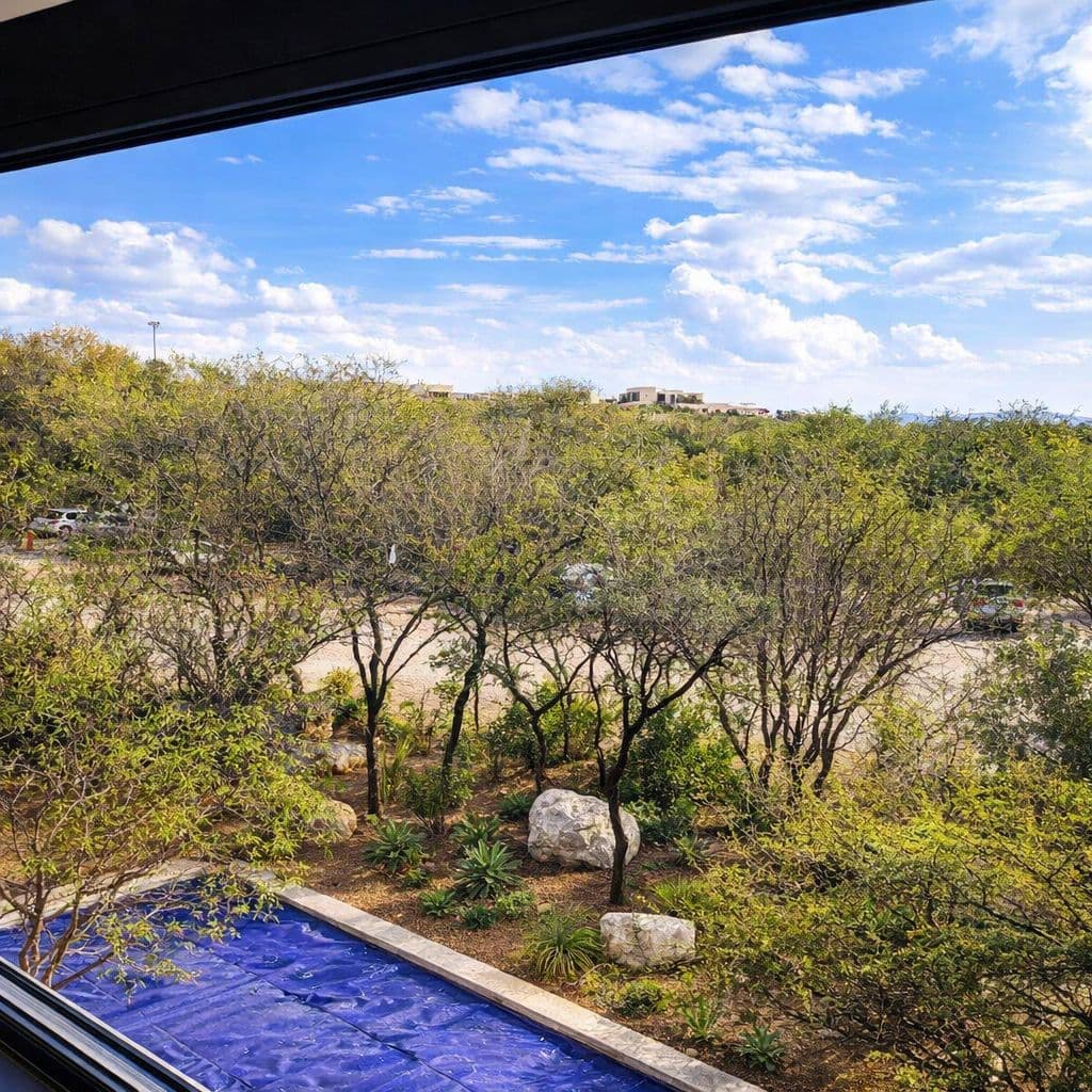 Modern Luxury Home with Casita & Pool in Los Senderos — Los Senderos, Valle de los, San Miguel de Allende — photo 27 — serene pool overlooking lush landscape