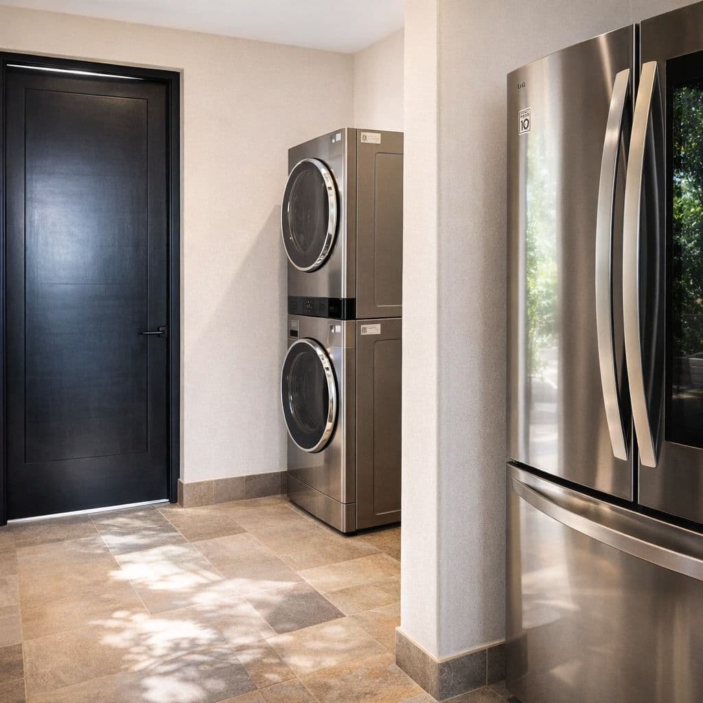 Modern Luxury Home with Casita & Pool in Los Senderos — Los Senderos, Valle de los, San Miguel de Allende — photo 11 — modern laundry sanctuary, stainless elegance