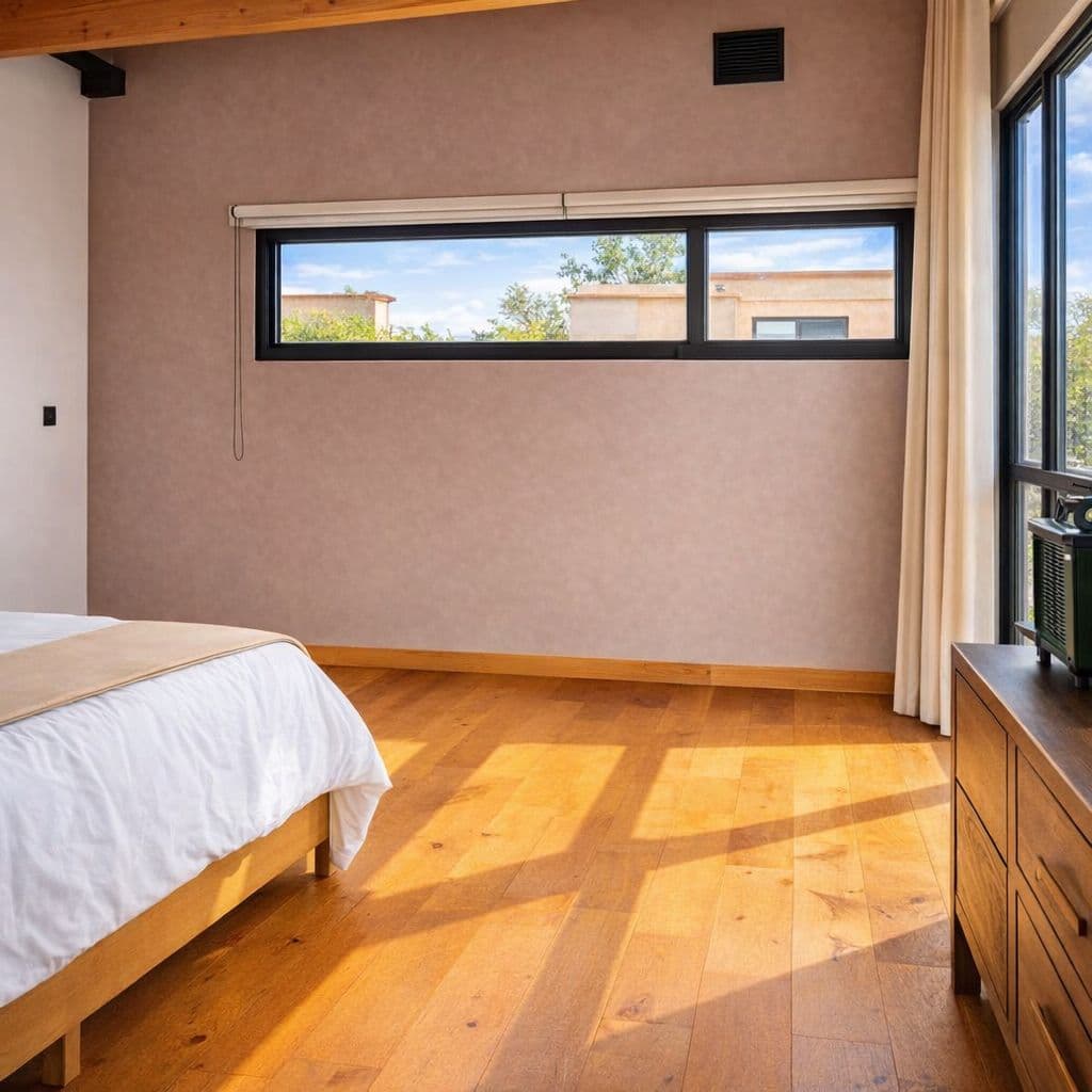 Modern Luxury Home with Casita & Pool in Los Senderos — Los Senderos, Valle de los, San Miguel de Allende — photo 15 — sunlit bedroom with countryside views
