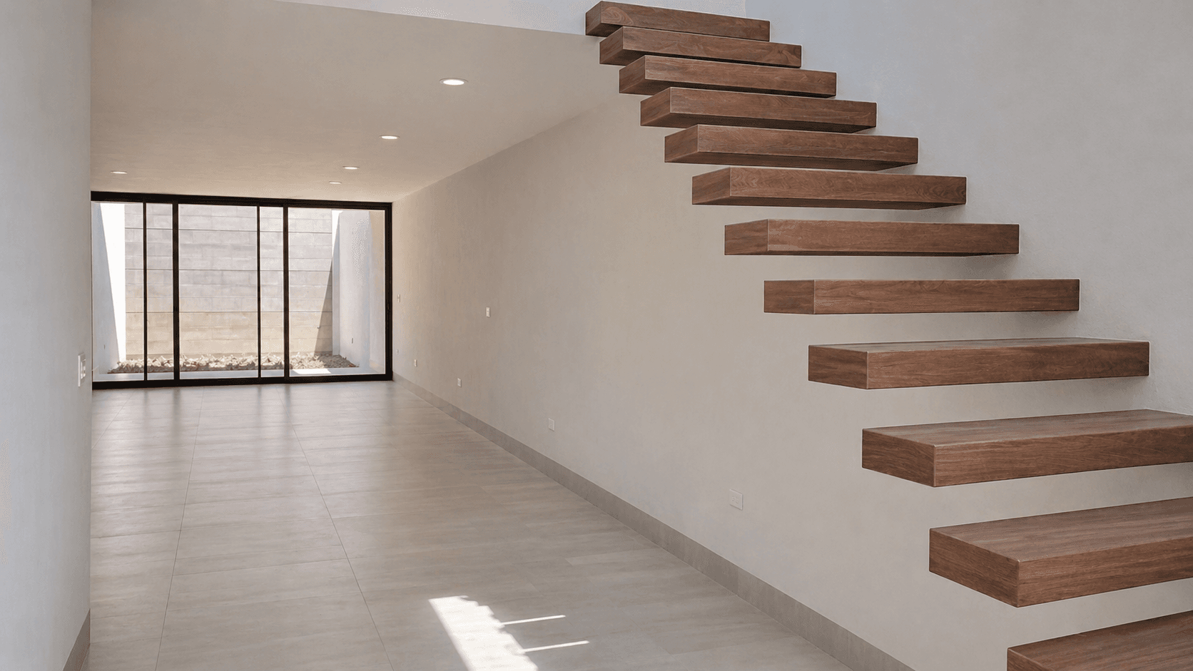 Casa Conspiración 2 — Valle del Maíz, San Miguel de Allende — photo 2 — luminous gallery with sculptural floating stairs
