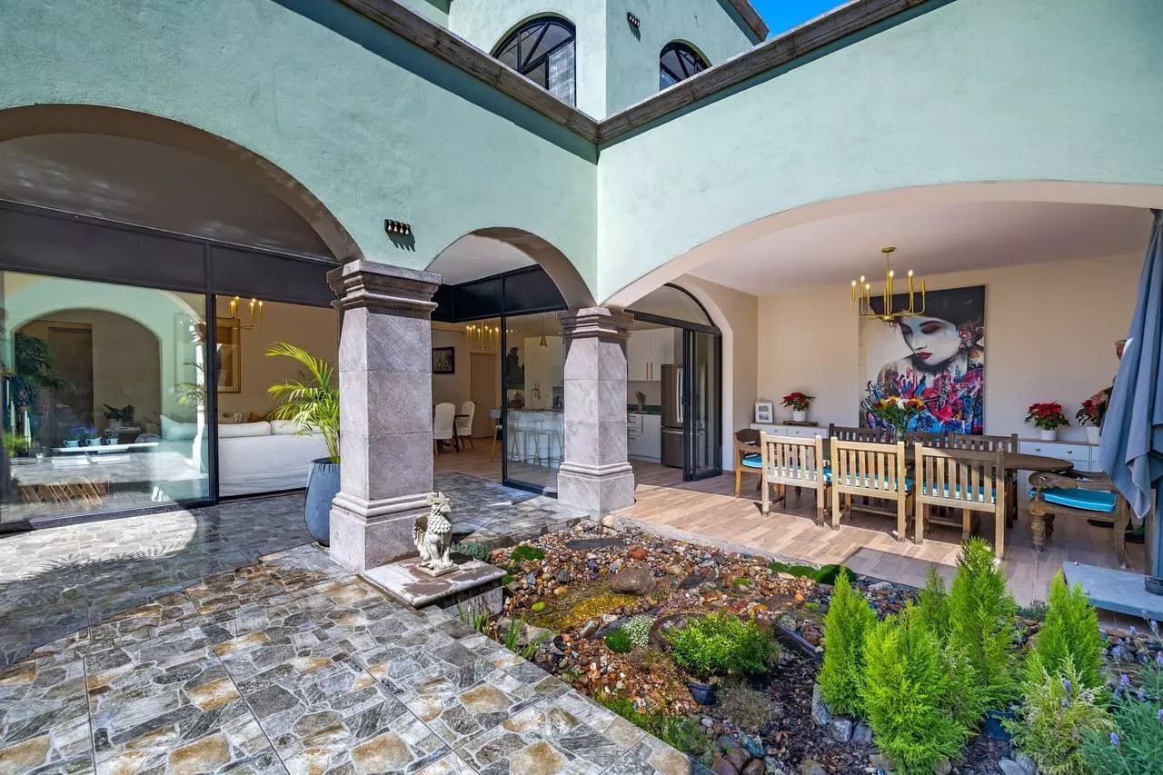 Casa Angel — La Lejona, San Miguel de Allende — photo 4 — elegant courtyard, arched colonnades, abundant light