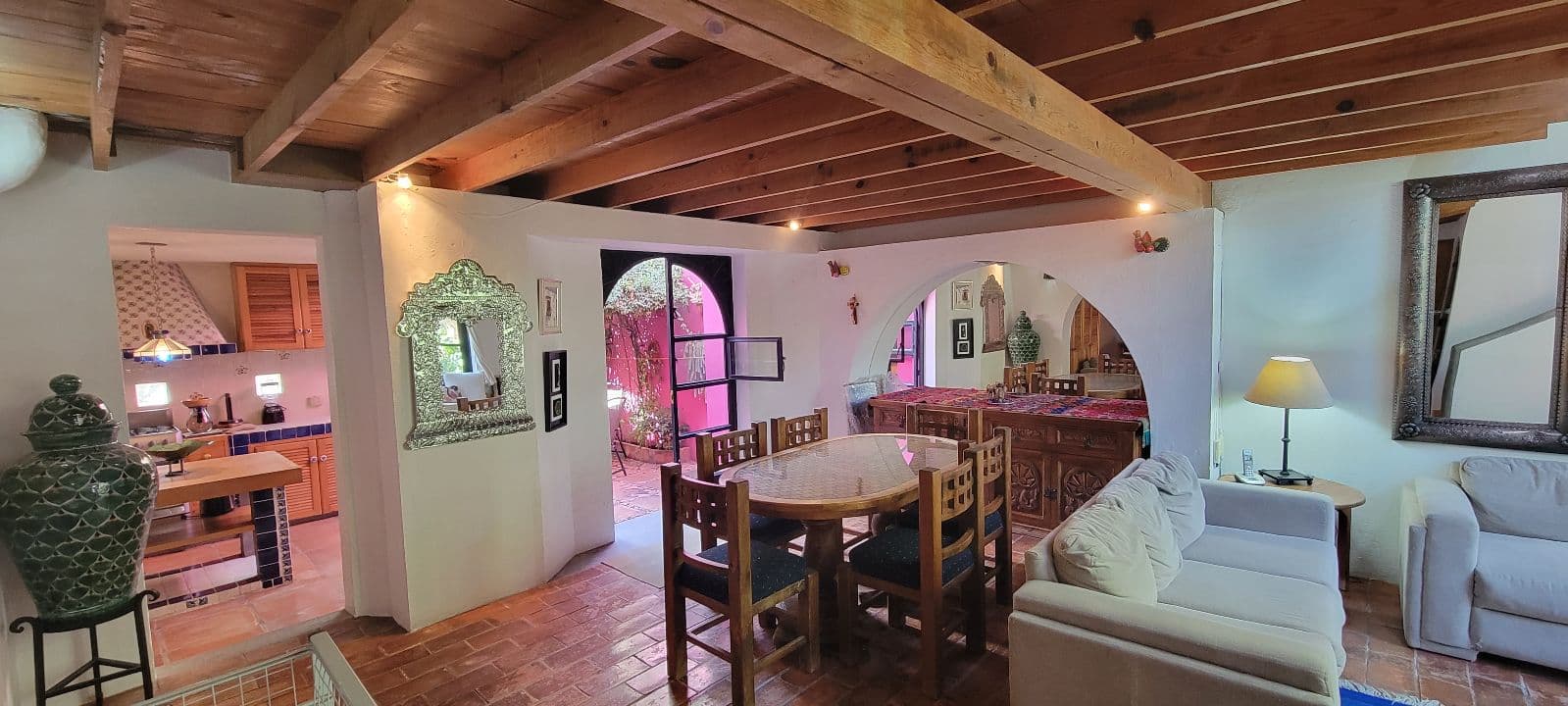 Casa Tucevich — El Obraje, San Miguel de Allende — photo 3 — rustic-chic open living with soaring beams