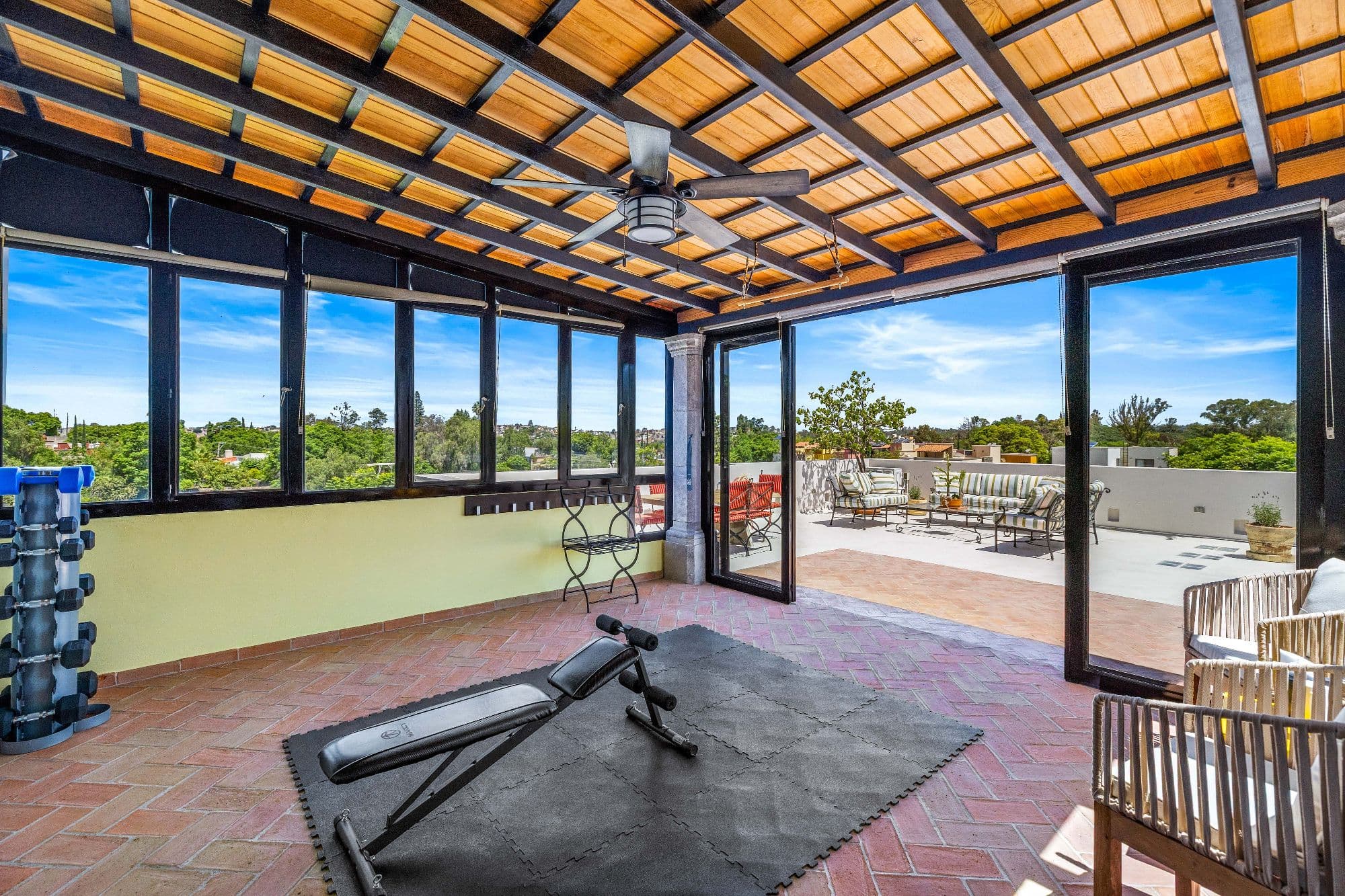 Casa de Gracias — Centro, San Miguel de Allende — photo 17 — sophisticated rooftop fitness sanctuary with panoramic views