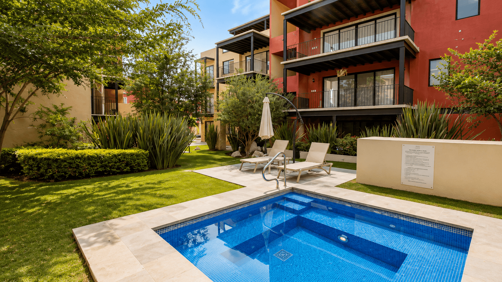 Penthouse Punta del Cielo — La Lejona, San Miguel de Allende — photo 2 — serene courtyard oasis with resort-style pool