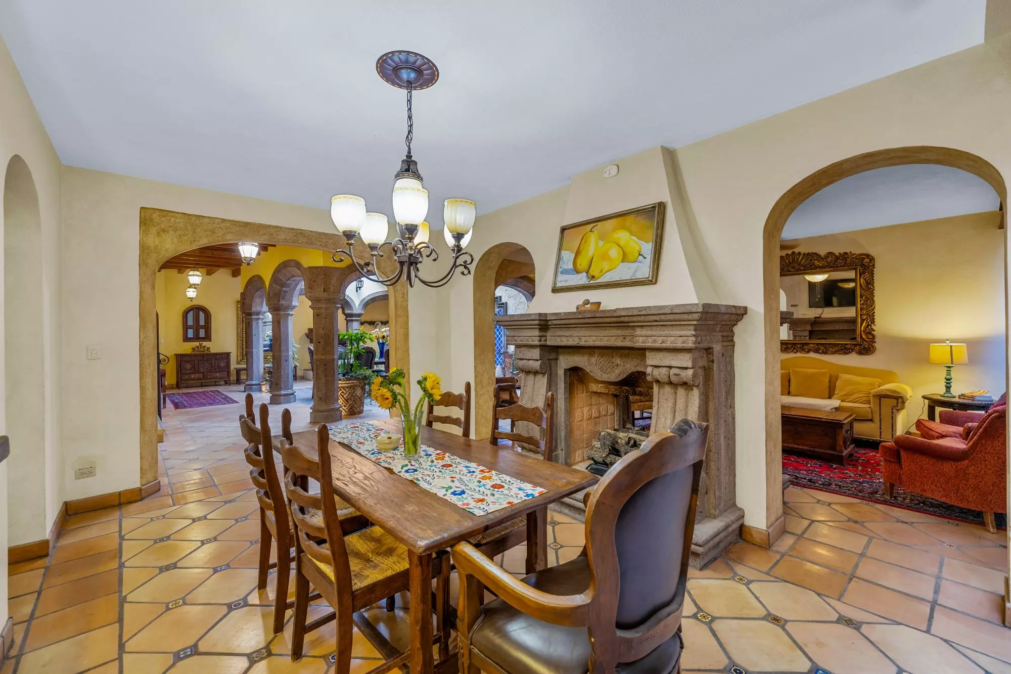 Casa Del Obraje — El Obraje, San Miguel de Allende — photo 20 — elegant colonial dining with fireplace