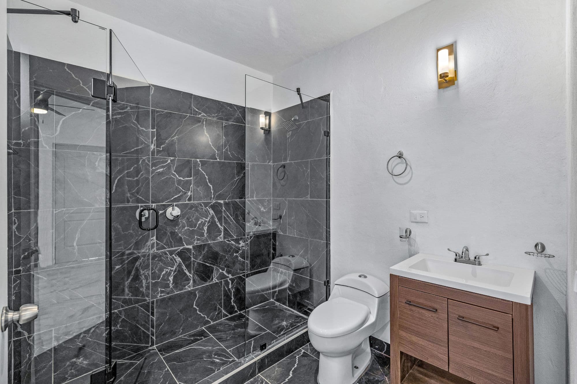 Casa Margarito — Guadalupe, San Miguel de Allende — photo 11 — spa-inspired marble shower sanctuary
