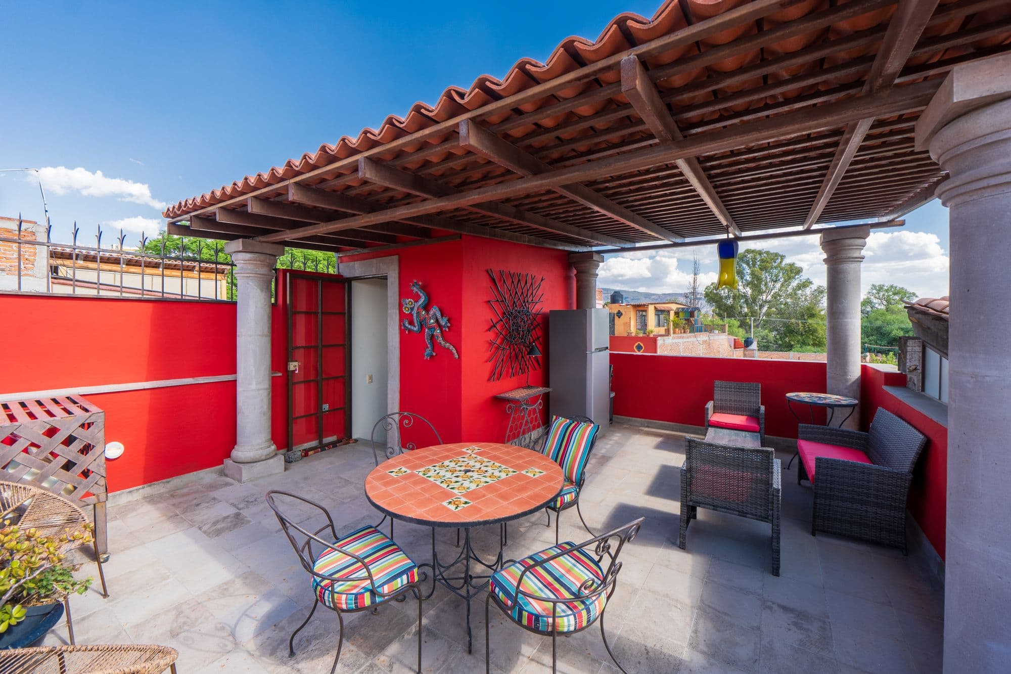 Casa Leslie — San Antonio, San Miguel de Allende — photo 21 — vibrant rooftop terrace, mexican colonial charm