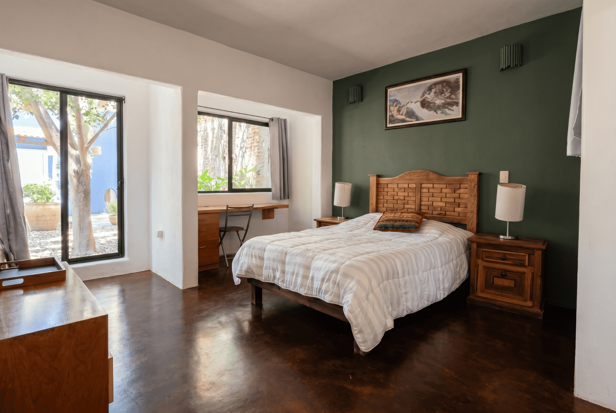 Casa Toro — San Miguel de Allende Centro, San Miguel de Allende — photo 8 — serene master suite, verdant accent wall