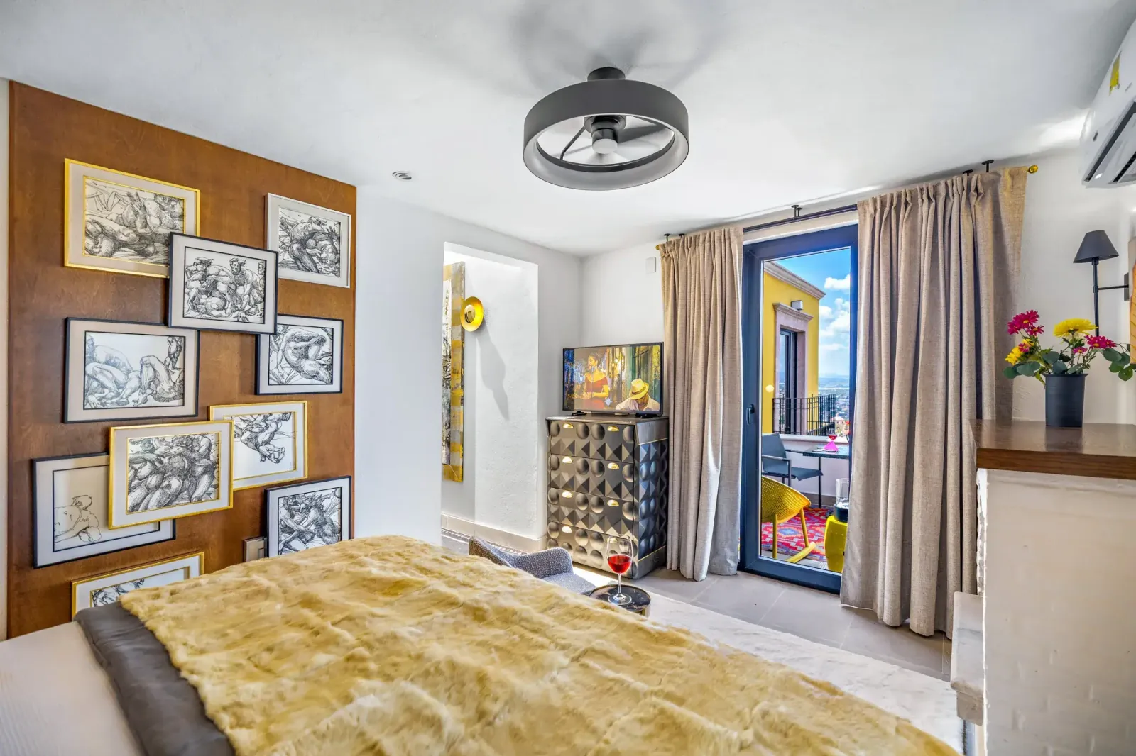 Casa Romana — Centro, San Miguel de Allende — photo 18 — curated gallery bedroom, luminous terrace views