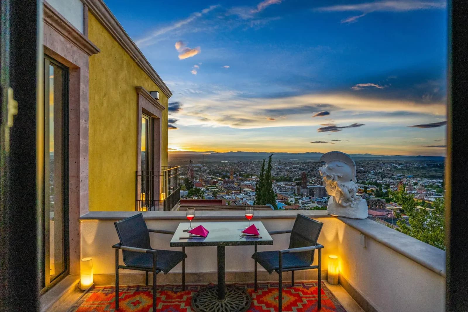 Casa Romana — Centro, San Miguel de Allende — photo 22 — sunset dining with breathtaking city views