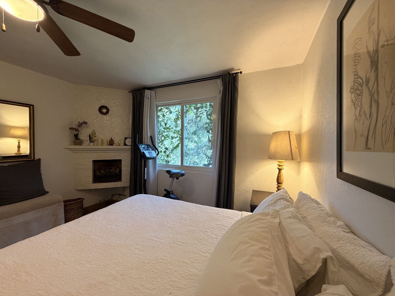 Molly Mellor — Centro, San Miguel de Allende — photo 5 — serene bedroom, fireplace, garden views