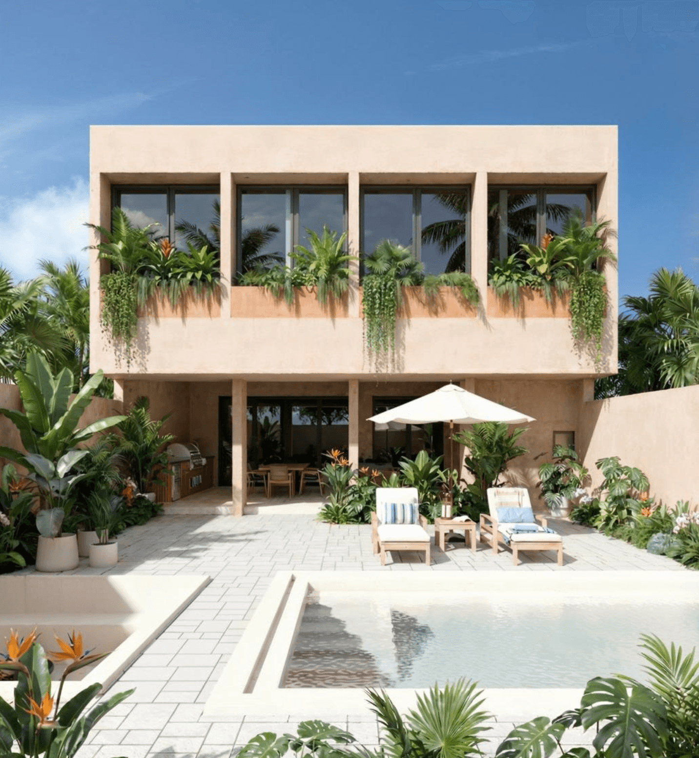 Casa Contemporanea a Fairway Hoyotrece — Club de Golf Ventanas, San Miguel de Allende — photo 2 — sunlit modern villa, tropical elegance
