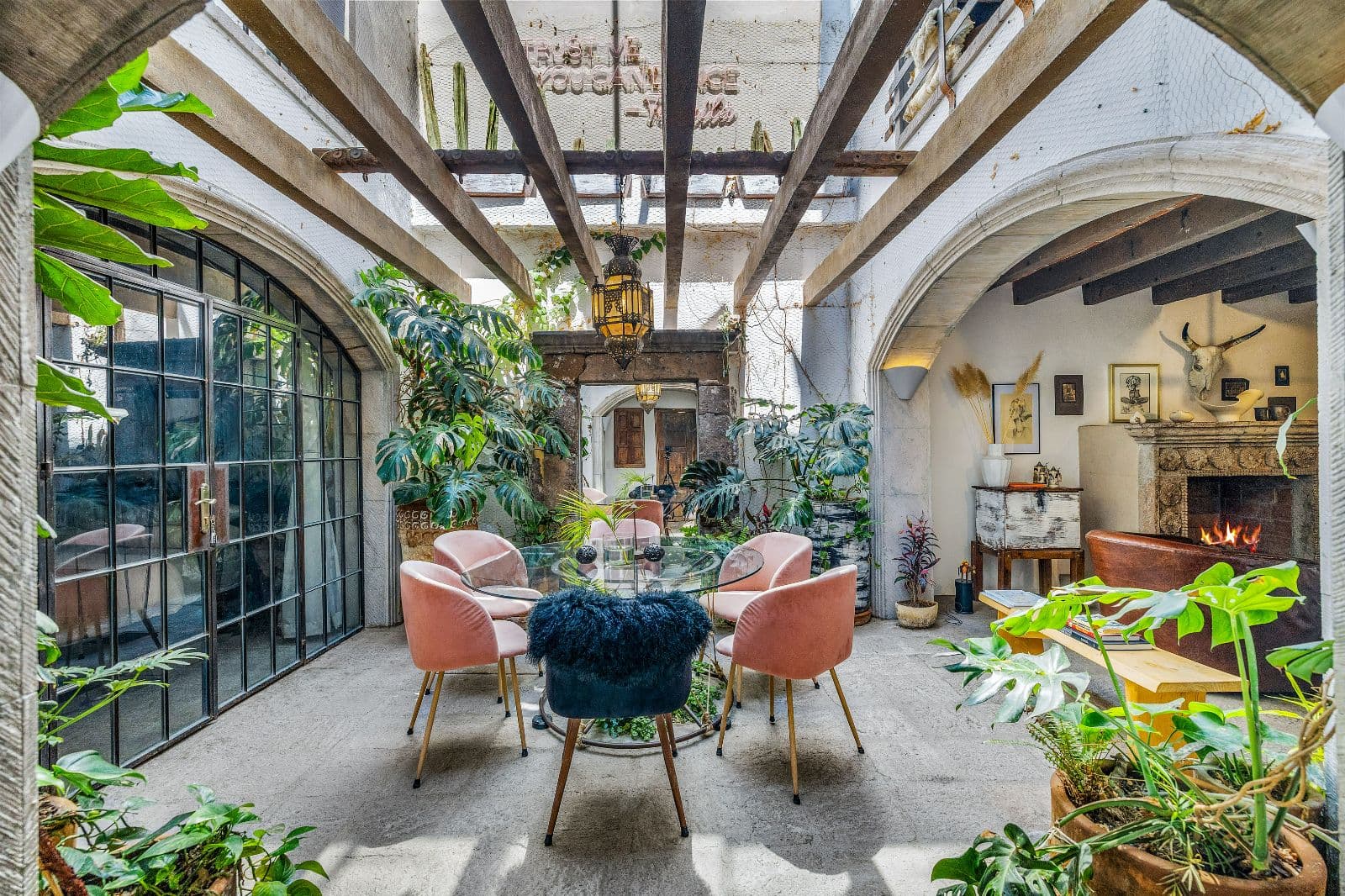 Casa Clae — Guadiana, San Miguel de Allende — photo 15 — enchanting courtyard with soaring beams