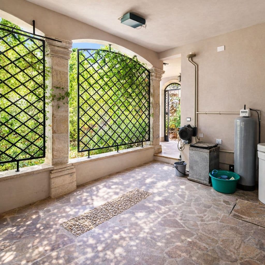 Casa de los Leones — San Miguel de Allende Centro, San Miguel de Allende — photo 5 — sun-dappled covered terrace with verdant views
