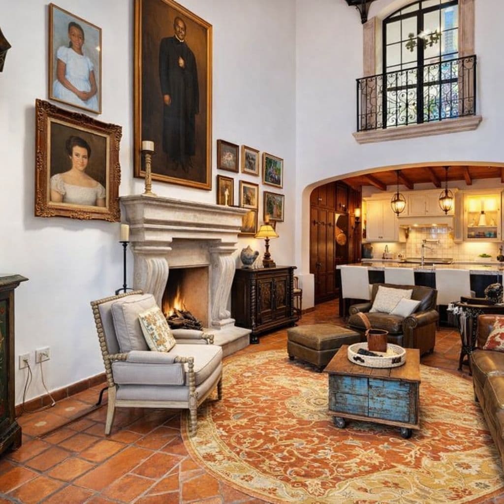 Casa de los Leones — San Miguel de Allende Centro, San Miguel de Allende — photo 8 — elegant colonial living with soaring fireplace