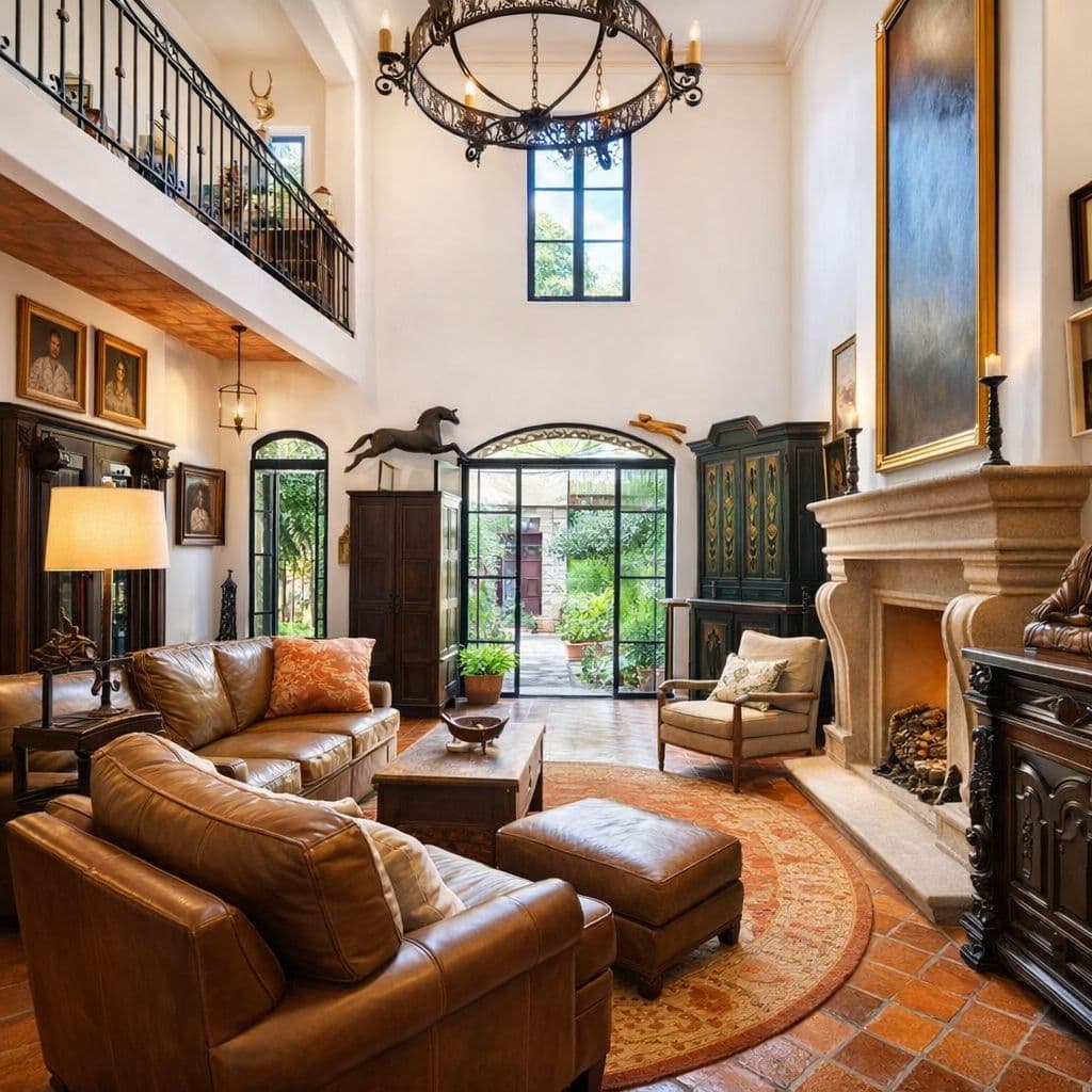 Casa de los Leones — San Miguel de Allende Centro, San Miguel de Allende — photo 7 — grand salon with soaring ceilings, fireplaces