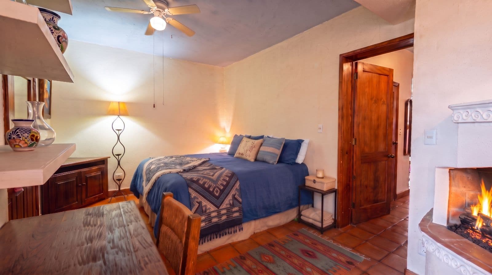 Condo Lelé — Centro, San Miguel de Allende — photo 15 — warm fireplace, rustic elegance, inviting retreat
