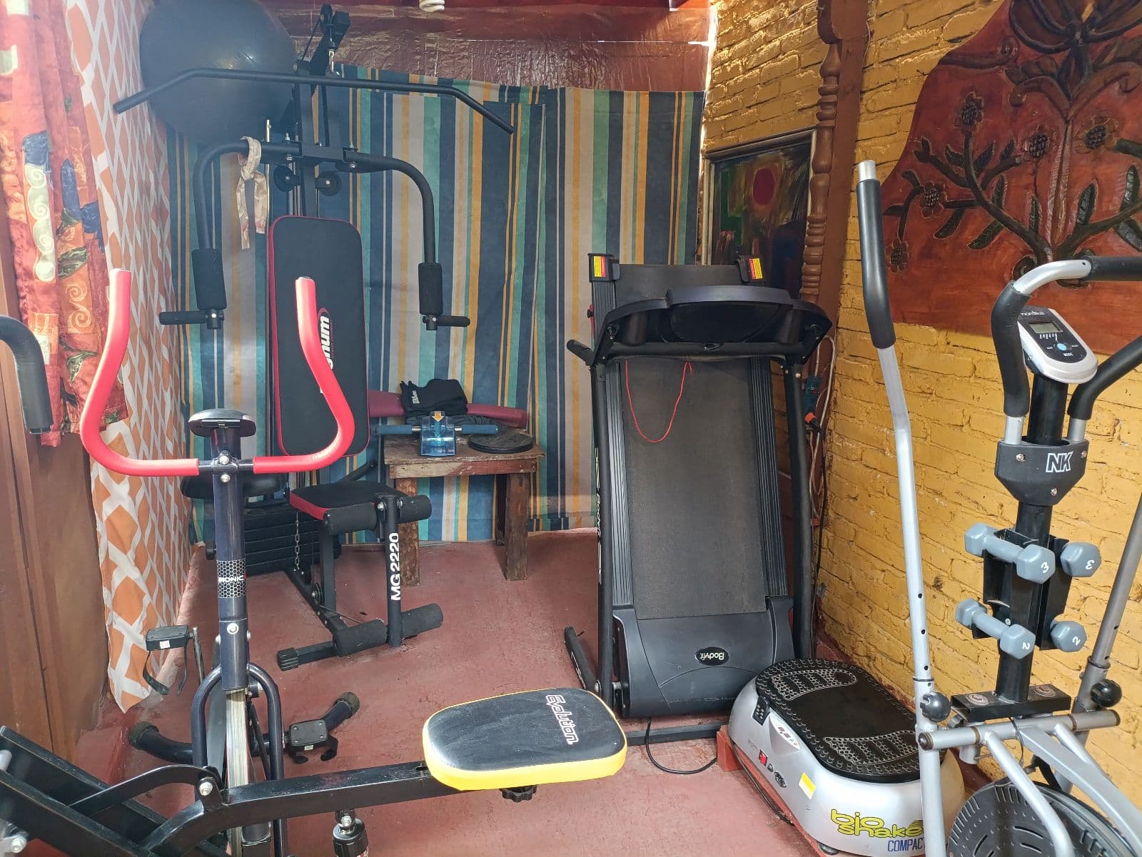 Casa y Casita en el Centro de San Miguel — Centro, San Miguel de Allende — photo 6 — vibrant wellness room, authentic exposed brick