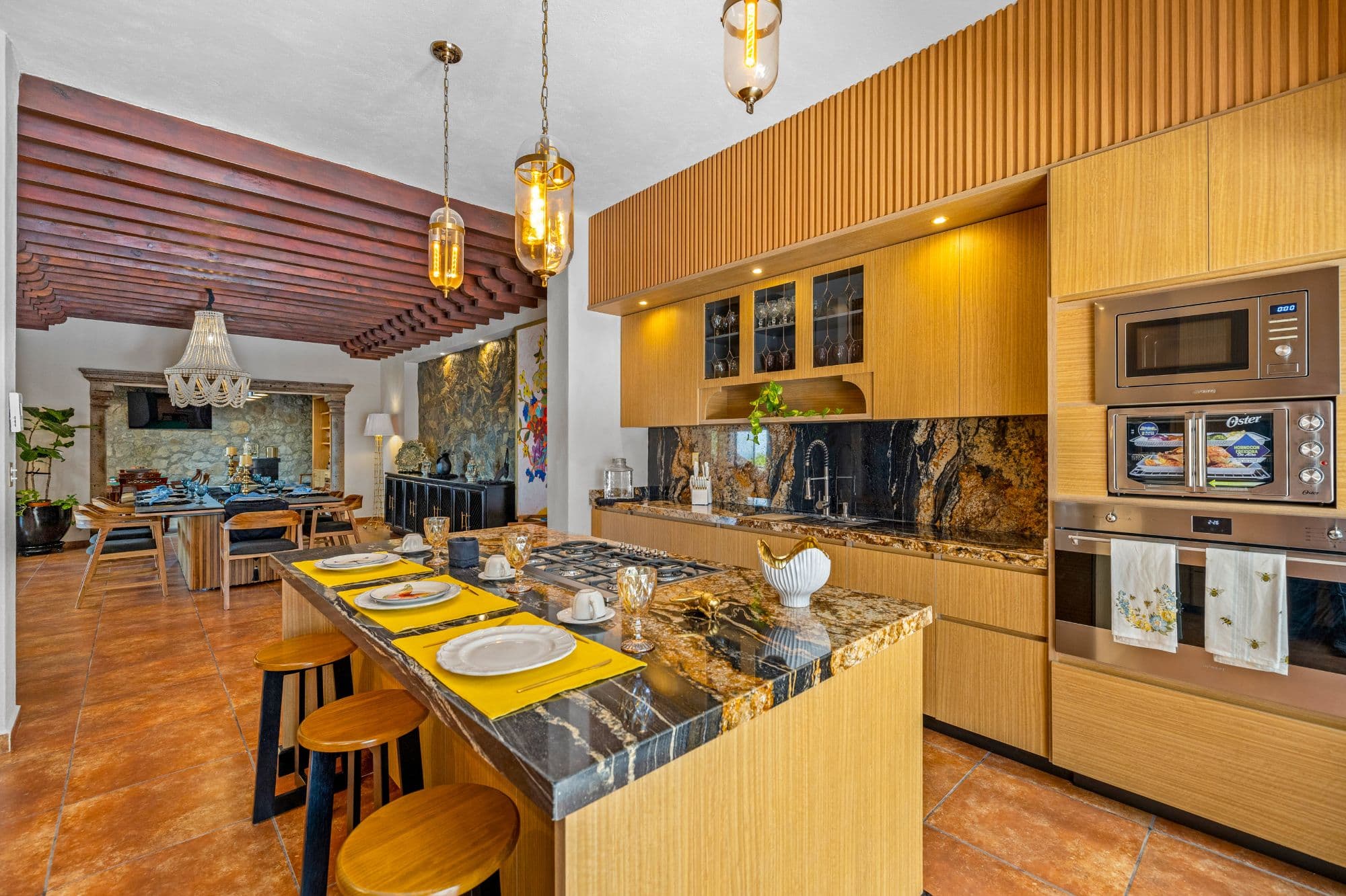 CASA MEZQUITE, SALIDA REAL A QUERÉTARO — Centro, San Miguel de Allende — photo 3 — contemporary luxury kitchen, golden warmth throughout