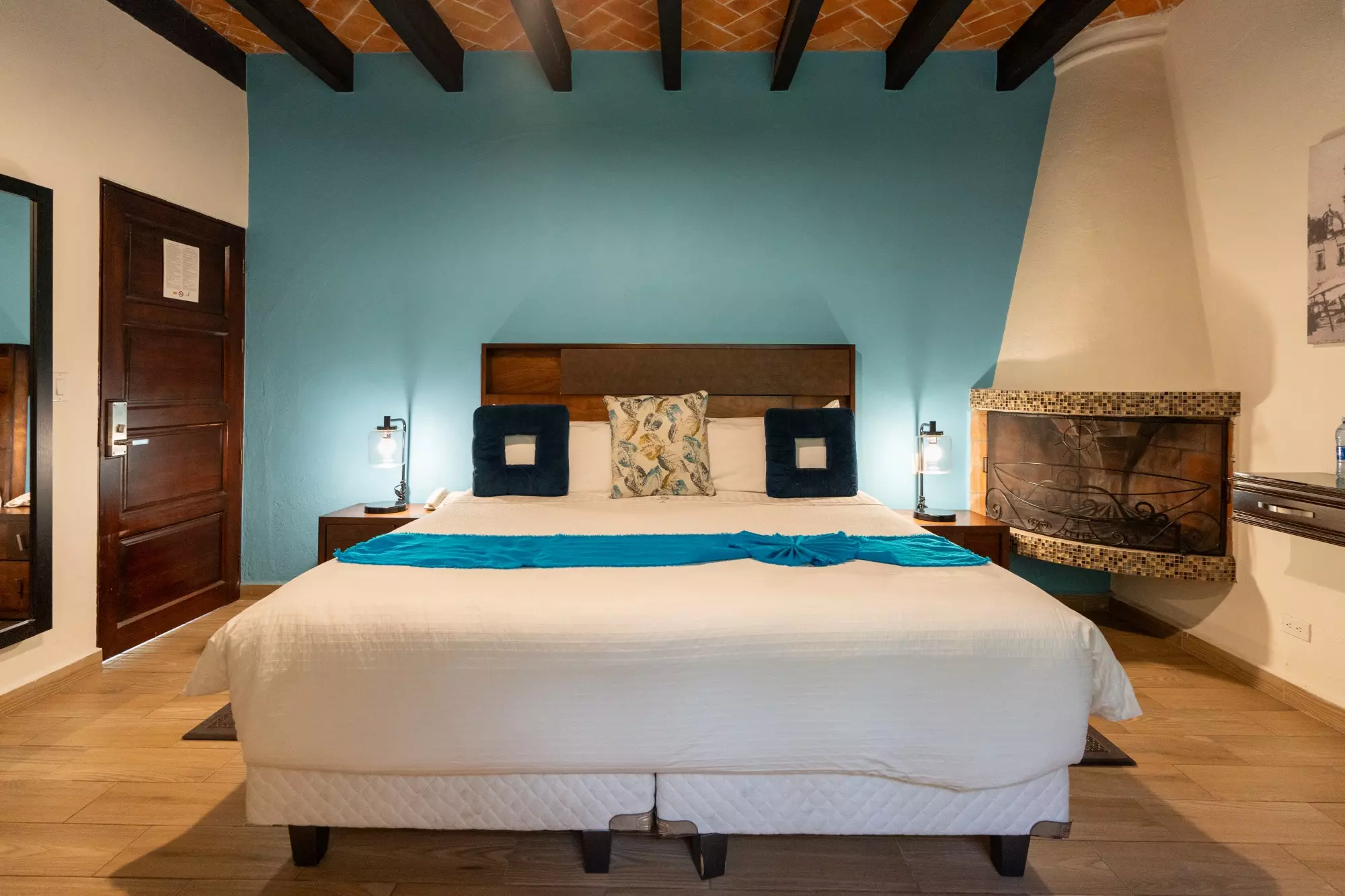 Hotel Centro — Centro, San Miguel de Allende — photo 4 — serene turquoise sanctuary with rustic beams