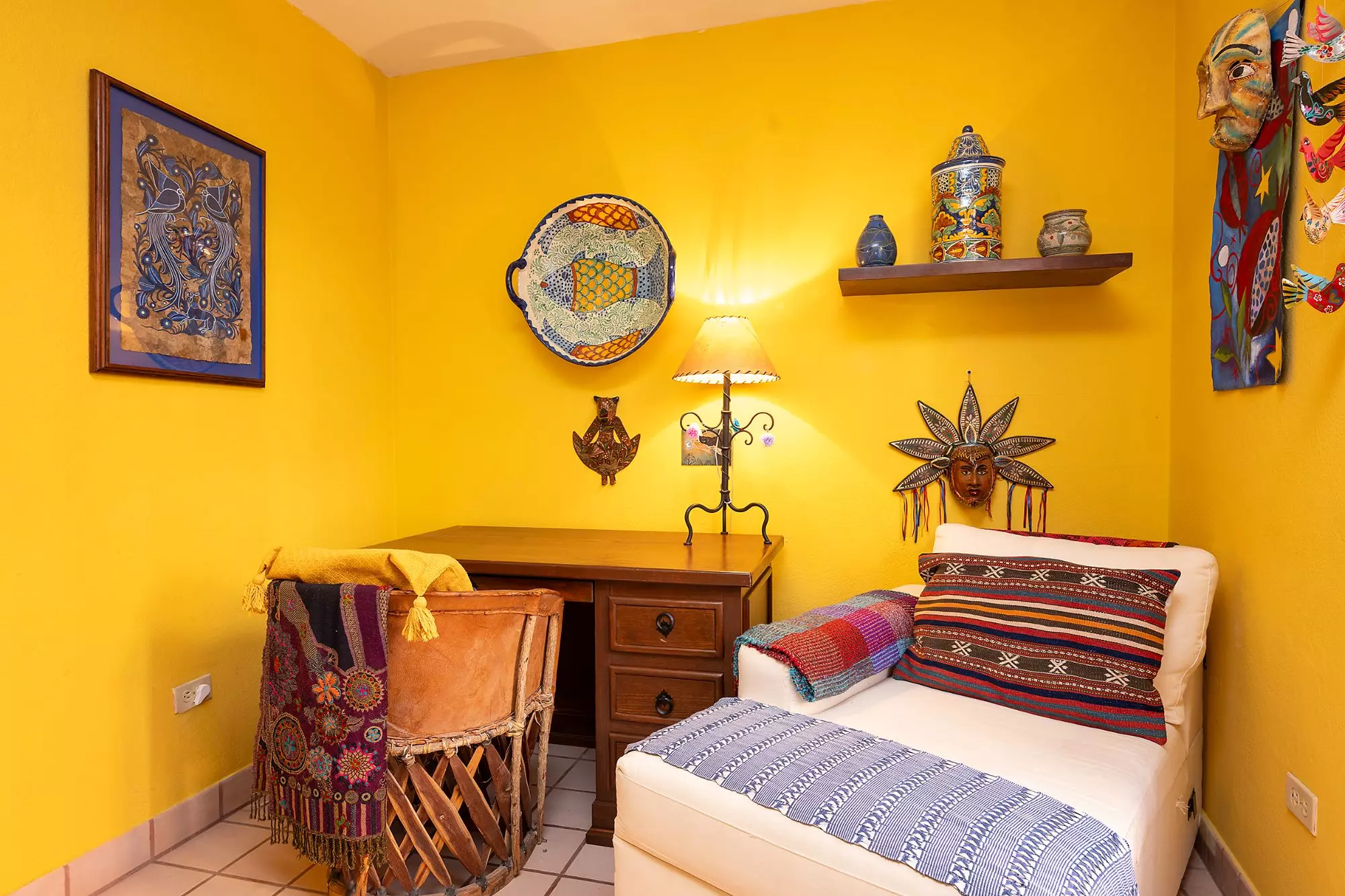 Casa Corazón — Valle del Maíz, San Miguel de Allende — photo 23 — vibrant colonial bedroom, authentic artisan décor