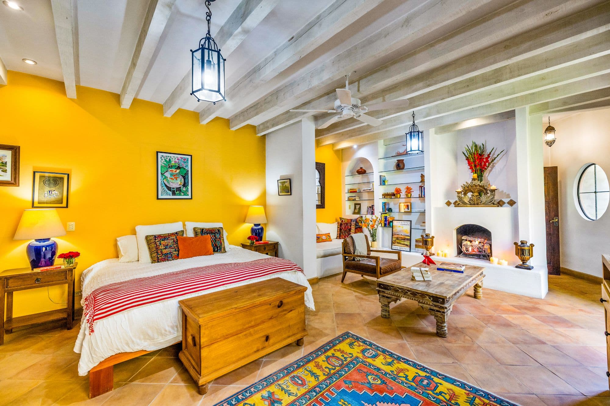 Casa Cascada — Ojo de Agua, San Miguel de Allende — photo 13 — vibrant master suite with colonial charm