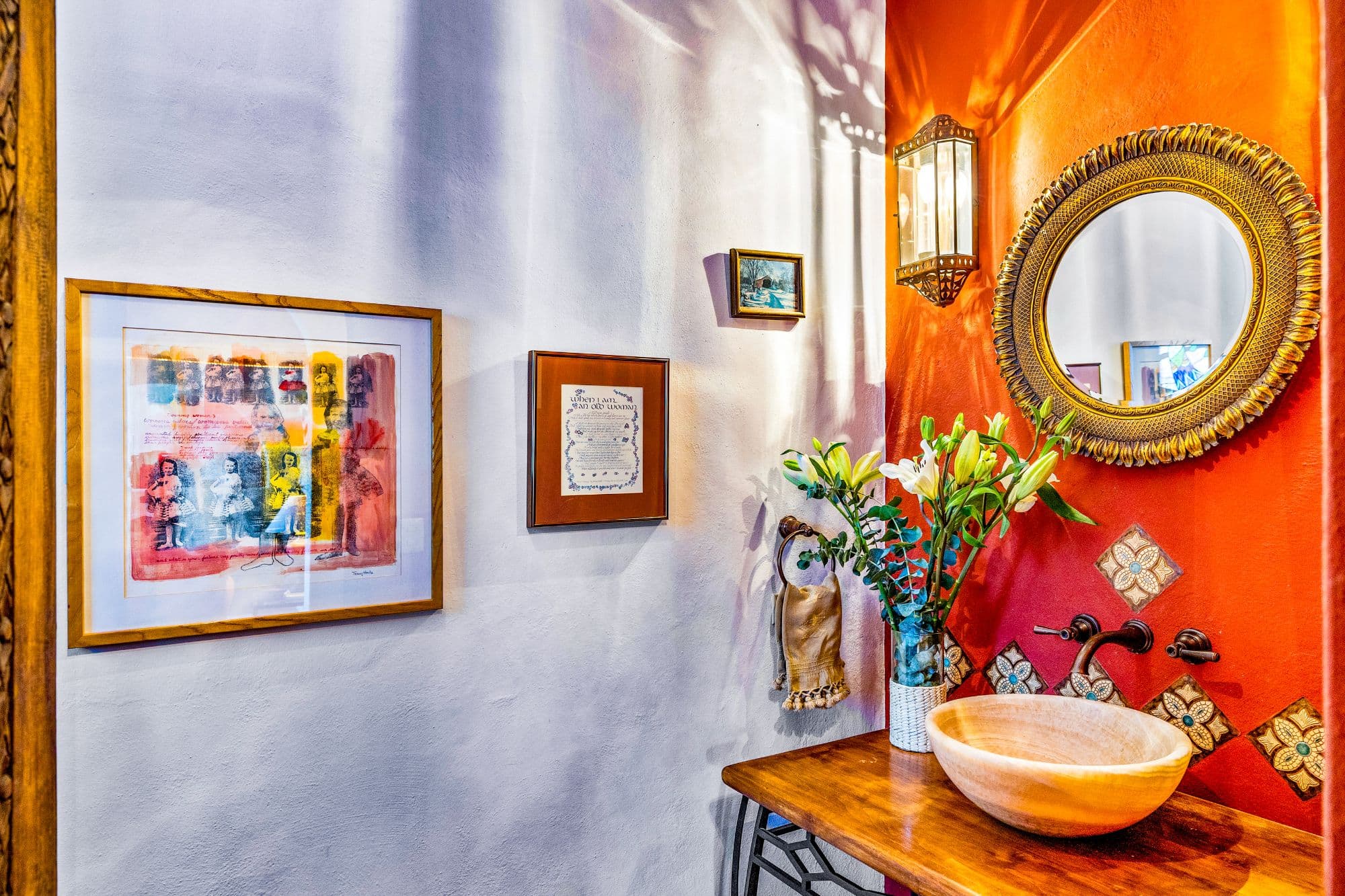 Casa Cascada — Ojo de Agua, San Miguel de Allende — photo 10 — vibrant artisan bathroom, authentic mexican charm